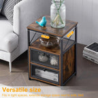 VECELO Nightstand Set of 2, End Table with Flip Drawer, Modern Night Stand for Bedroom,Living Room, Office, Easy Assembly, Amber Brown