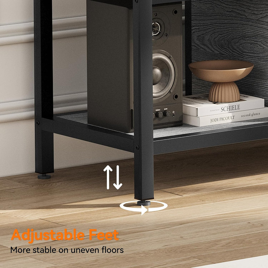 GarveeHome 58 in TV Stand with Storage, Entertainment Center with Adjustable Legs, TV Console up to 65 in, Wooden TV Stand with Open Shelves for Living Room, Bedroom, Light Grey