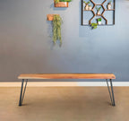 Coaster Home Furnishings - Sherman - 60-Inch Live Edge Acacia Wood Dining Bench - Industrial Modern Design with Hairpin Metal Legs - Dining Room, Kitchen, Entryway - Natural Acacia & Black - 190913