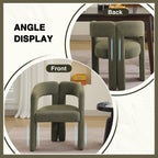 adochr Modern Barrel Dining Chairs Set of 6, Upholstered Linen Dining Room Chair with Wooden Legs, Accent Chairs with Arms, Comfy Side Armchairs for Kitchen/Dining Room/Living Room, Green