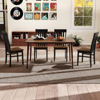 GIANTEX Wooden Dining Chairs Set of 4, Hollowed Backrest & Rubber Wood Seat | Farmhouse Kitchen Chair for Casual Dining, Rustic Wood Side Chairs for Home Living Room Restaurant, Black & Walnut