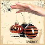 Halloween Tree Ornament Decorations Indoor, 12-Pack Pumpkin Decorative Hanging Ball Ornaments Set for Halloween Christmas Tree, Holiday Party Indoor Home Decor