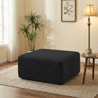 POEM PANDA 37" Modular Sofa Ottoman, Foot Expansion Stool, Black | Plush Corduroy, Deep Seat, High-Density Rebound Foam, Compressed Packaging, No Assembly Required, for Living Rooms & Bedroom