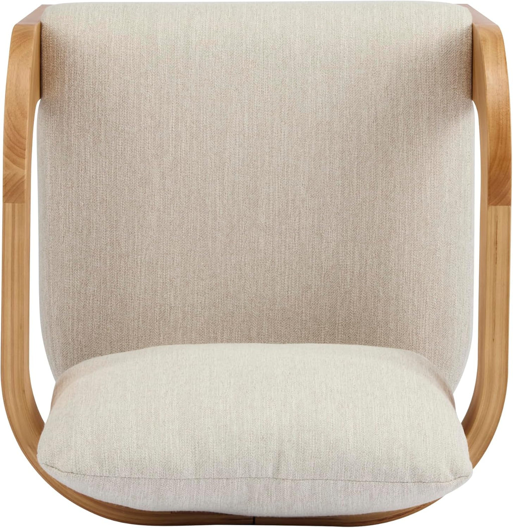 Christopher Knight Home Yorick Modern Dining Chair Set of 2 with Cushion, Solid Wood Dining Room Armchair Set, Curved Backrest Kitchen Side Chair, Living Room Comfy Extra Seat, Natural+Beige
