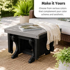 DutchCrafters Ottoman – Amish Made, HDPE Outdoor, Weather Resistant Patio Footrest Furniture for Porch, Deck & Backyard Relaxation, Weatherwood & Black