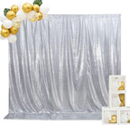 SquarePie Sequin Backdrop Non-Transparent Sparkly Background for Wedding Party 4FT x 7FT Silver