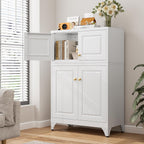 32" Wall Storage Cabinet with 2 Doors & Gold Handles | Black Metal, Hanging Design, 16D x 32W x 15H, for Bathroom & Kitchen, Anti-Tip, Easy Assembly, Hardware Included