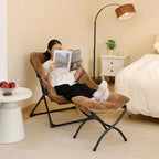 Comfy Saucer Chair for Adults, Set of 2, Soft Faux Fur Bedroom Chair, Accent Dorm Chairs, Flexible Living Room Reading Chairs, Oversized Folding Lounge Seat for Teens, X-Large, Brown