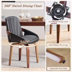 Swivel Dining Chairs Set of 4, Mid Century Modern Swivel Dining Chairs with Arms，Upholstered Kitchen & Dining Room Side Chairs with Solid Wood Legs for Living Room
