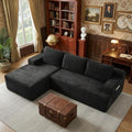 96" Corduroy Sectional Sofa Couches for Living Room - L Shaped Compressed Cloud Couch with Left Facing Chaise Lounge and Side Pockets