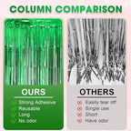 4 Pack Green Foil Fringe Backdrop Curtains, Tinsel Streamers Birthday Party Decorations, Fringe Backdrop for Graduation, Baby Shower, Gender Reveal, Disco Party