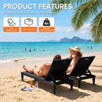 Homall Patio Chaise Lounge Chairs Set of 2, Outdoor Lightweight Lounge Chairs, 5 Position Adjustments Backrest for Outside Pool, Garden, Patio and Beach, Black