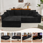 106" Modular Cloud Sofa Couch Convertible Sectional with High Density Foam, 4-in-1 Sofa Bed/Tatami/L-Shape Couch, No Assembly Required Black Couch