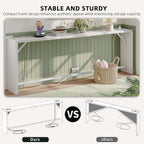 TIQLAB Sofa Table, 79''L x 9.1''W (1.2'' Thickness) Long Console Table Behind Couch, Entryway Table with Angled Metal Frame, Industrial Console Table, White