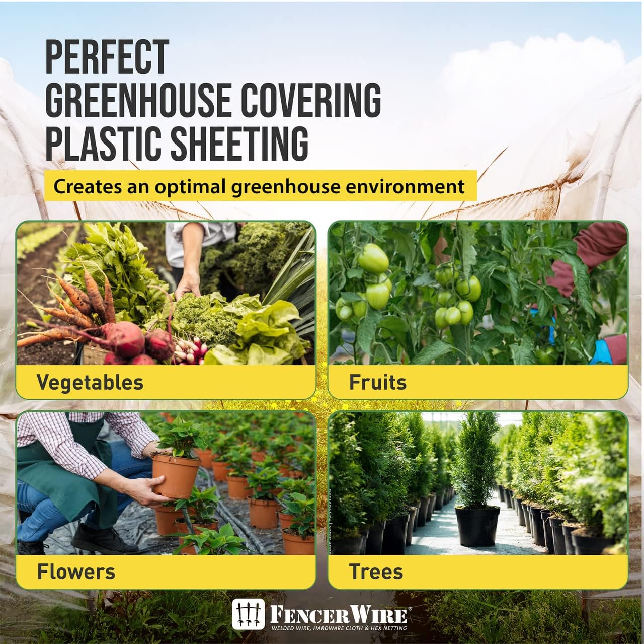 CAPHAUS 6 mil Clear Greenhouse Plastic Sheeting, 4-Year UV Resistant Polyethylene Film, Hoop House Cover for Horticulture, Gardening, Farming and Agriculture, 90% Light Transmittance, 25’ x 32’