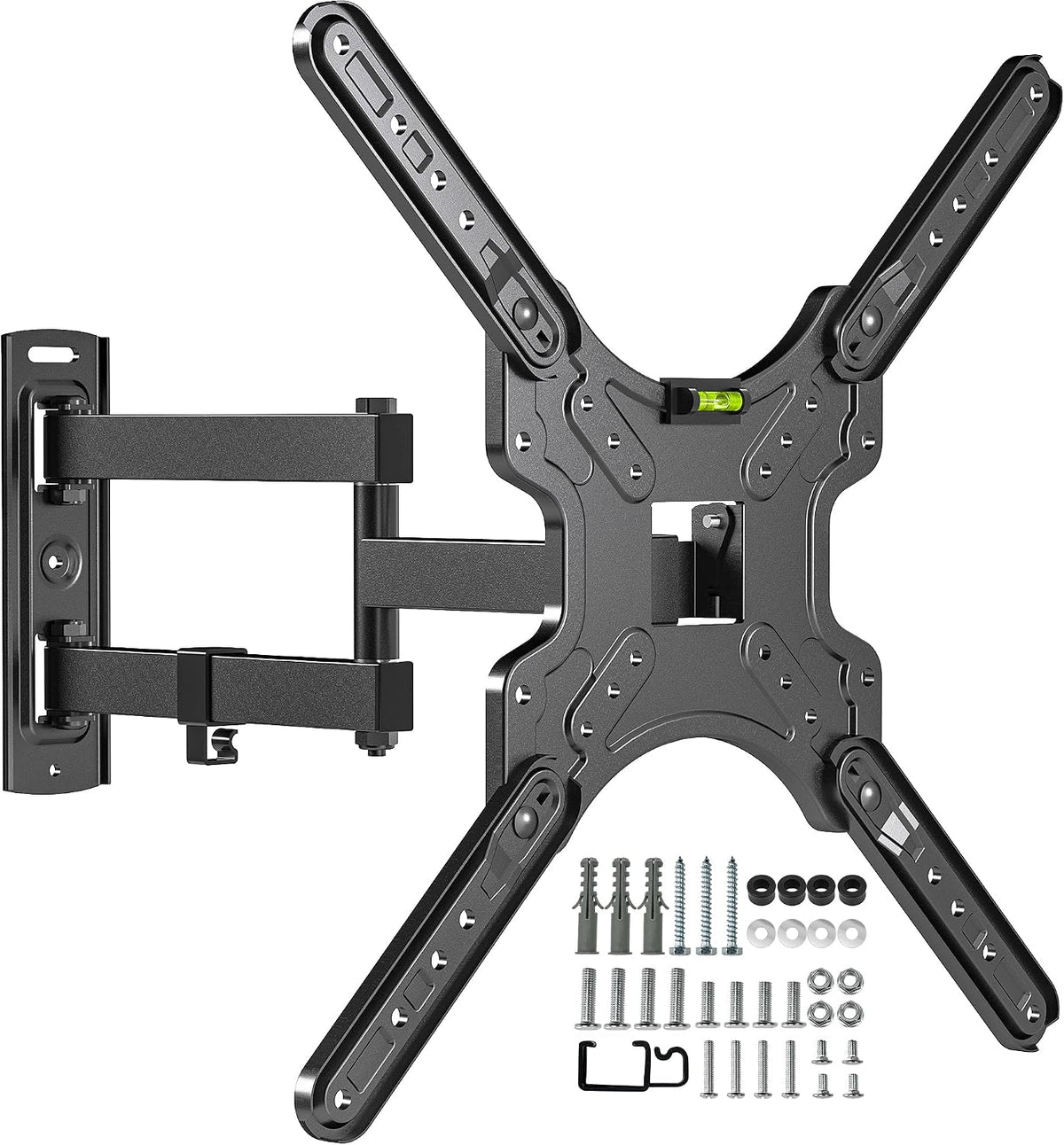 Full Motion Corner TV Wall Mount for 26-55 Inch TVs | TV Bracket with Tilt, Swivel and Articulating Arm. Fits Flat/Curved TVs, Single Stud Design, Max VESA 400x400mm, 77 lbs