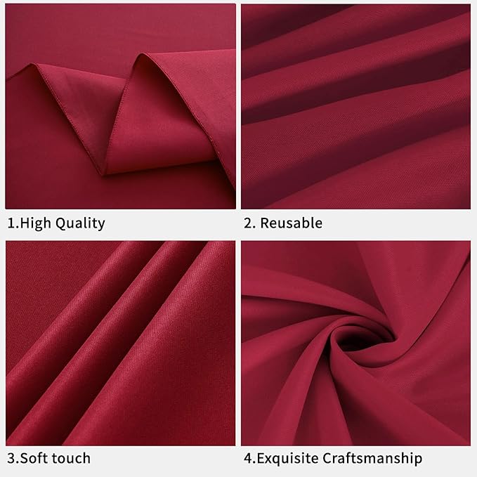 Burgundy 6 Pack Round 60 Inch Tablecloth, Premium Polyester Table Cloth Washable Table Cover Stain and Wrinkle Resistant Decorative Table Cover for Party Wedding