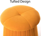 Fabulaxe Modern Tufted Velvet Mushroom Shape Storage Ottoman Storage Stool Trunk, Mustard Yellow