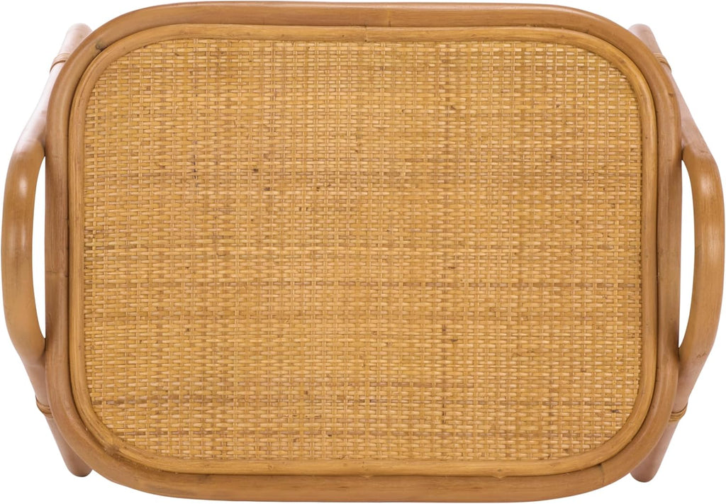 SAFAVIEH Couture Collection - Bayard Natural Rattan Accent Table, Side Table with Magazine Holder, Tropical Coastal Design, Fully Assembled (CWK3017A)