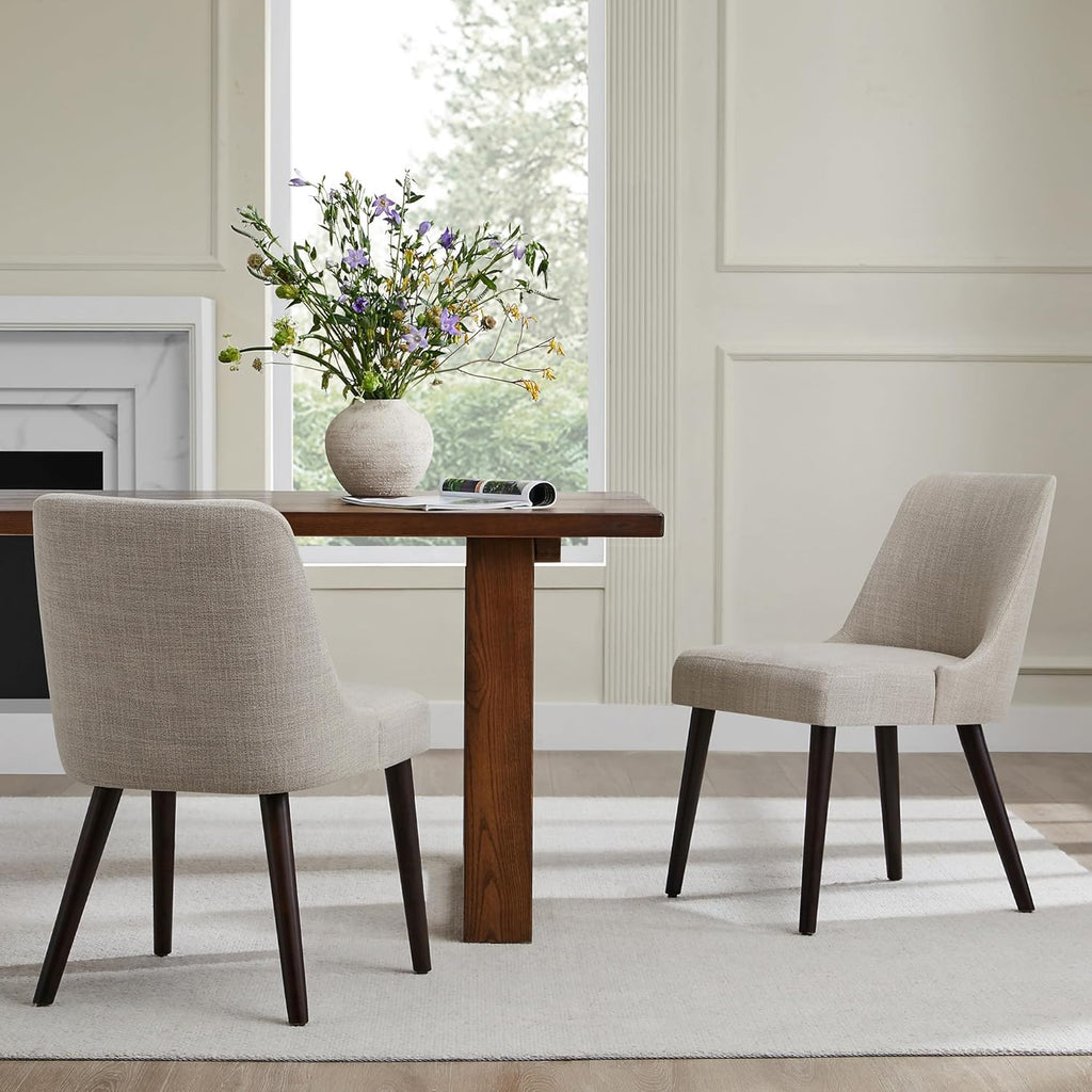 CHITA Mid-Century Modern Dining Chair, Upholstered Fabric Accent Chair for Dining Room, Set of 4,Beige