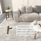 Modern White Round End Table, Side Table with Faux Marble Texture Top Industrial Nightstand Beside Accent Table with Wood Legs for Living Room Bedroom Small Space, Easy Assembly