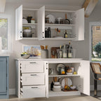 Timechee Modern Kitchen Pantry Storage Cabinet with Wall Cupboard Set, Large Pantry Cupboard Cabinet with Doors and Shelves, Drawers, Kitchen Storage Buffet Sideboard Set for Dining Room, Living Room
