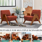 Home Accent Chair Mid Century Modern Accent Chair with Wood Frame, Lounge Upholstered Armchair, Reading Chair, Sturdy Base,For Living Room, Bedroom,Office,Comfy Guest Waiting Room Chairs,Orange