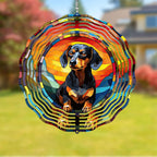 Dachshund Dog Wind Spinners Outdoor Dog Memorial Gifts, 3D Metal Kinetic Hanging Garden Wind Spinner, Spinner Decor, Wind Sculptures for Outdoor & Indoor, Window, Yard Decor (Dachshund 2)