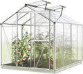 Greenhouse Jasmin 4 Aluminum Frame - 6.3 x 8.4 ft Approx. 6 mm Polycarbonate Panels - Bonus Base Frame and Automatic Vent Opener