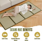 Tatami Mat, Tatami Mattress, Japanese Sleeping Mat, Traditional, 80x40 | Houseables Japanese Floor Mattress, Twin XL, Bamboo Sleeping Rug, Kotatsu Floor Bed, Futon, Goza, Rush Grass, Folding