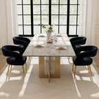Hyfirm Black Barrel Dining Chairs Set of 4, Upholstered Velvet Dining Room Chairs with Gold Legs Hollow Back Modern Comfy Armchairs for Kitchen Recepition Restaurant