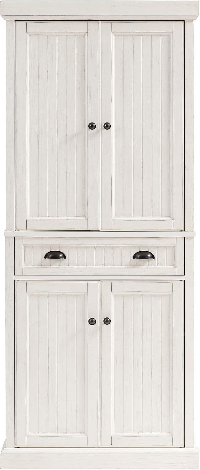 Crosley Furniture Seaside Kitchen Storage Bundle - Pantry Cabinet and Hall Tree Bench
