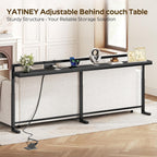 YATINEY 78.7'' Narrow Console Table with Adjustable Height (27.6''-35.4''), Behind Couch Table Skinny with Outlet, Long Entryway Table, Couch Table Behind Sofa for Living Room, Black CT22UBB