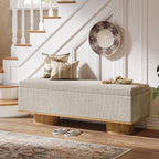 Tribesigns 50.39" Storage Bench with Padded Seat Cushion, Upholstered Shoe Bench with Flip Up Storage for Bedroom, Living Room, Entryway, Load up to 330 lb, Beige + Wood Color