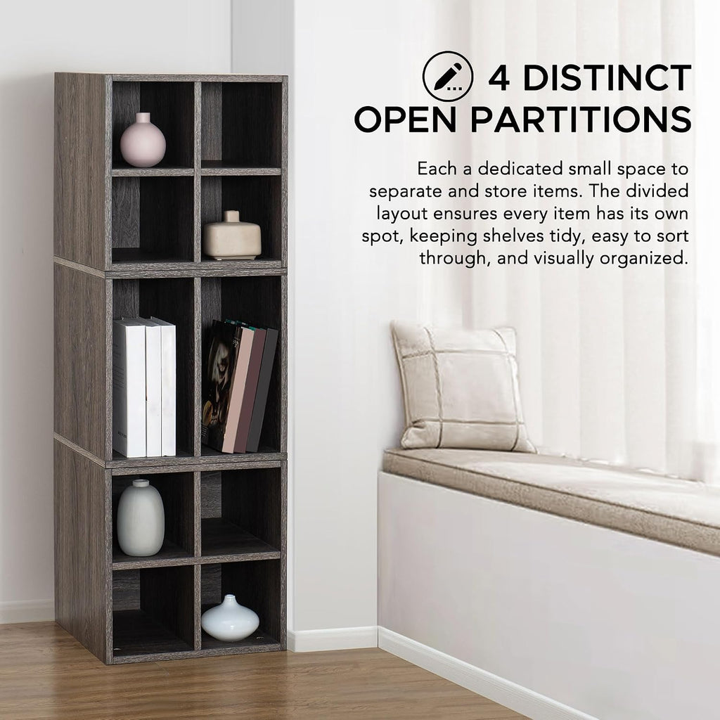 Sunjoy Quub Quarter Saving Stackable MDF Wood Cabinet for Living Room, Bedroom and Other Indoor Space, Walnut…