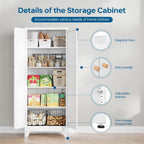 PEUKC 75" Farmhouse Metal Storage Cabinet with Doors and 4 Adjustable Shelves, Large Pantry Organizer for Kitchen, Dining Room, and Living Room,Assemble Require(White)