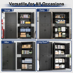 BESFUR Metal Storage Cabinet with 2 Drawers 4 Doors and 2 Adjustable Shelves Garage Storage Cabinet with Lock 71" Office Storage Cabinets Locking Cabinets for Garage Office Shop Home (Black)