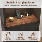 72" Tall Farmhouse Kitchen Pantry Cabinet with LED Light and Power Outlet,Modern Farmhouse Kitchen Storage Cabinet w Load-Bearing Steel Pipe,Barn Doors, Organizer,Food Pantry Cabinets(Black)