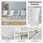 Dining Room Chairs Set - 2x Modern Faux Leather High Back Armless Chairs, Chrome Legs, Upholstered for Home, Living Room