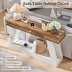 OKD 60" Farmhouse Entryway Table with Drawer, Console Table Behind Sofa | Narrow Long Entryway for Hallway, Living Room, Hallway, Behind Couch(Antique White)