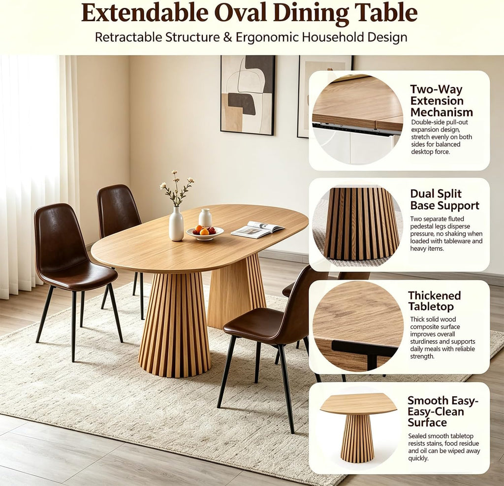 Extendable Wooden Dining Table with 4 Chairs for Small Space | extendable table，wooden dining table，dining table small space(black)