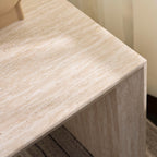 SAFAVIEH Home Collection - Woodrow Square Accent Table, Neutral Beige Faux Travertine Veneer (ACC7006B)
