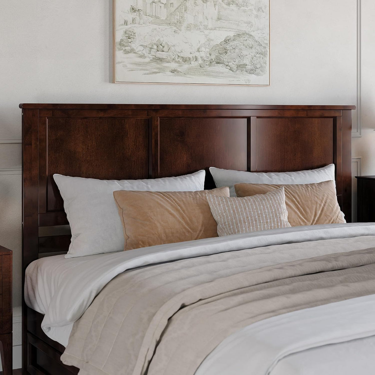 AFI, Felicity King Platform Bed with Panel Footboard & Storage Drawers, Walnut