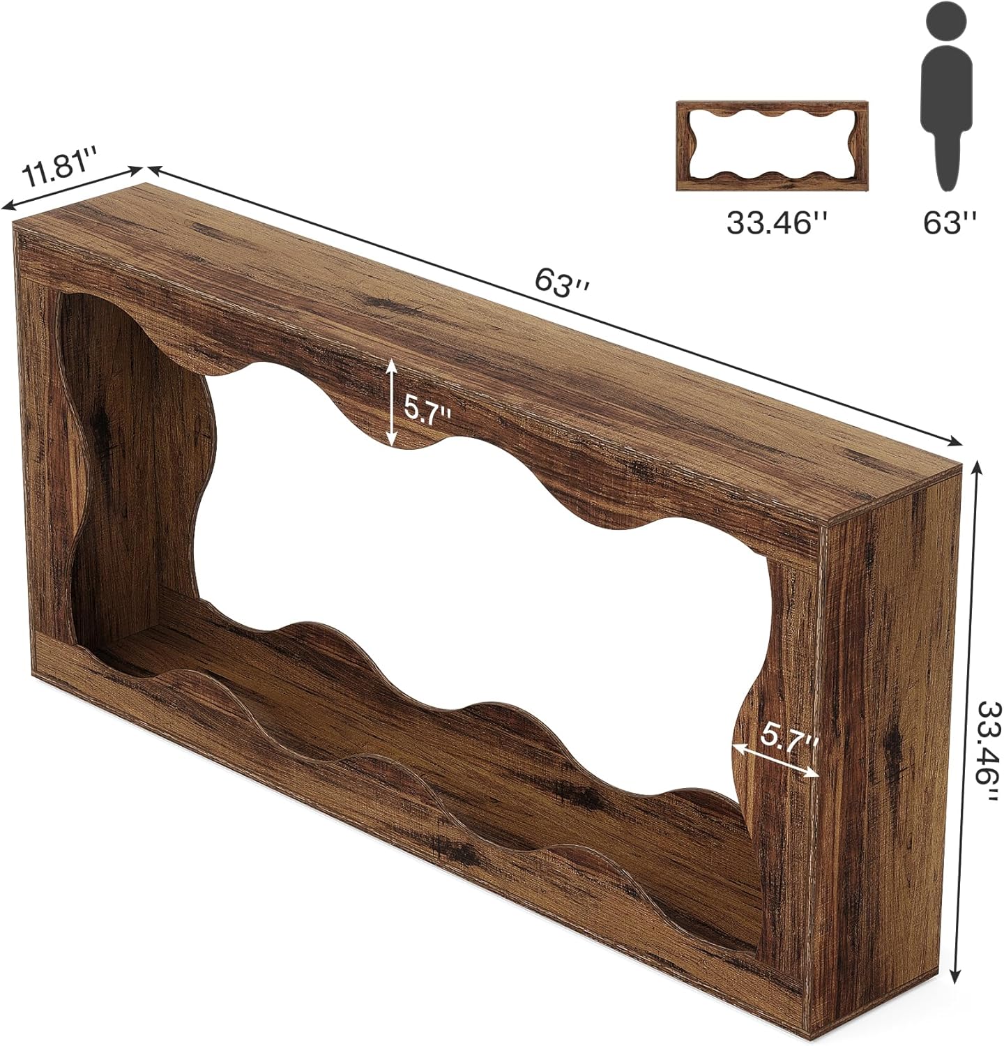 Tribesigns 63 Inches Farmhouse Console Table with Storage, Couch Table Behind Sofa, Long Entryway Sofa Station, Narrow Console Stand, Hallway Stand for Entryway Living Room, Brown