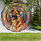 German Shepherd Dog Wind Spinners Outdoor Dog Memorial Gifts, 3D Metal Kinetic Hanging Garden Wind Spinner, Spinner Decor, Wind Sculptures for Outdoor & Indoor, Window, Yard Decor (German Shepherd 1)