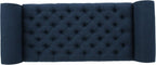 ‎GDF Studio Keiko Fabric Armed Storage Bench, Dark Blue, Dimensions: 19.75”D x 50.00”W x 20.5”H