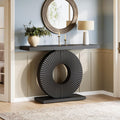 Tribesigns Modern Entryway Console Table, 39 inch Wooden Narrow Sofa Table Behind Couch with Geometric Base, Small Entry Accent Table for Living Room, Mudroom, Hallway, Black