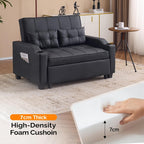 VINGLI Convertible Loveseat Sleeper Sofa Bed, Pullout Couch for Living Room | Black Futon Sofa Bed, Faux Leather Pull-Out Couch Bed with USB Ports, Cup Holders for Small Space, Apartment, Office
