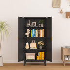 GAIOUS Metal Storage Cabinet, Black Pantry Storage Cabinets with 2 Door | and 3 Adjustable Shelves, Kitchen Food Storage Cabinet, Metal Utility Cabinet for Kitchen Laundry Room, Cupboard