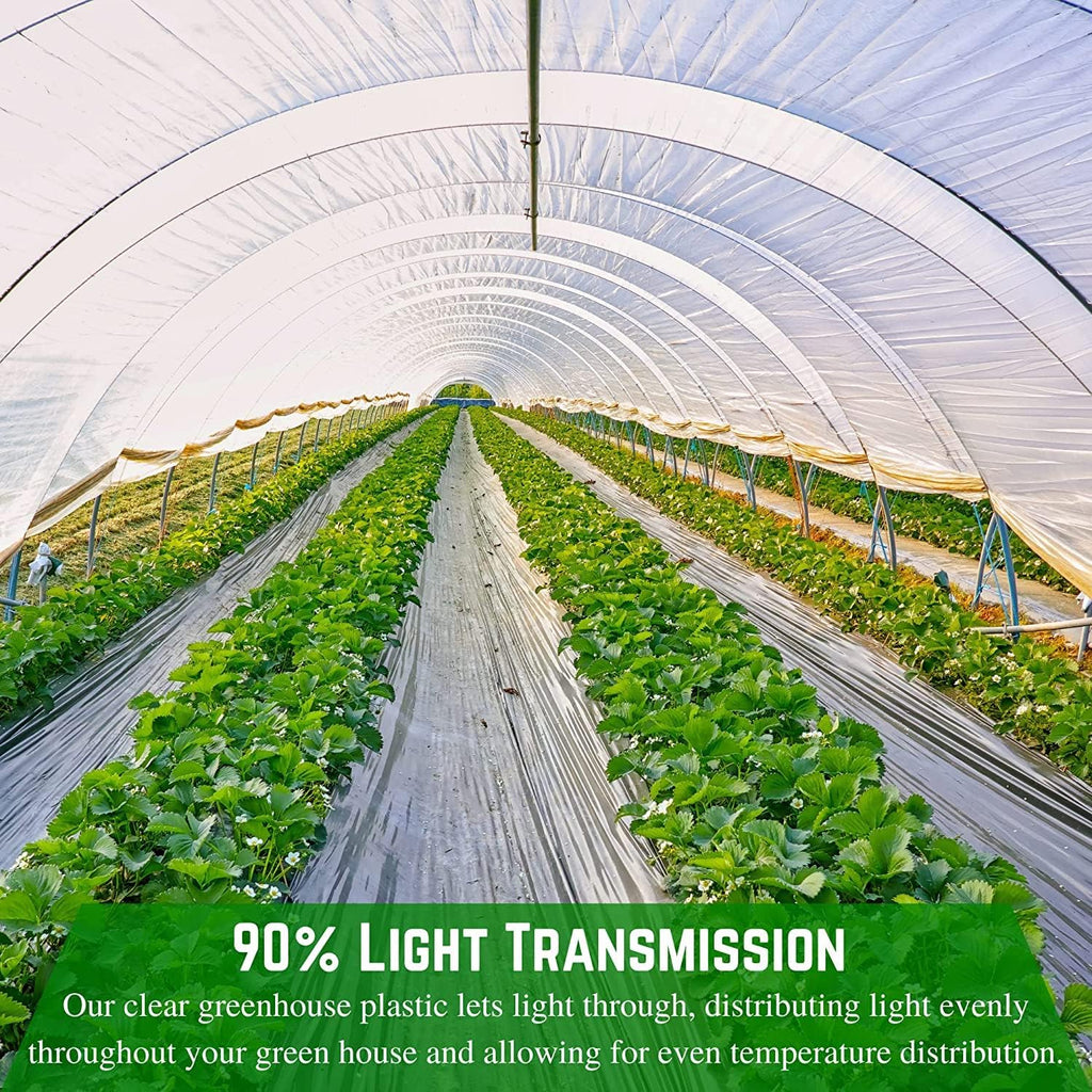 Farm Plastic Supply - Clear Greenhouse Plastic Sheeting - 6 mil - (24' x 100') - 4 Year UV Resistant Polyethylene Greenhouse Film, Hoop House Green House Cover for Gardening, Farming, Agriculture